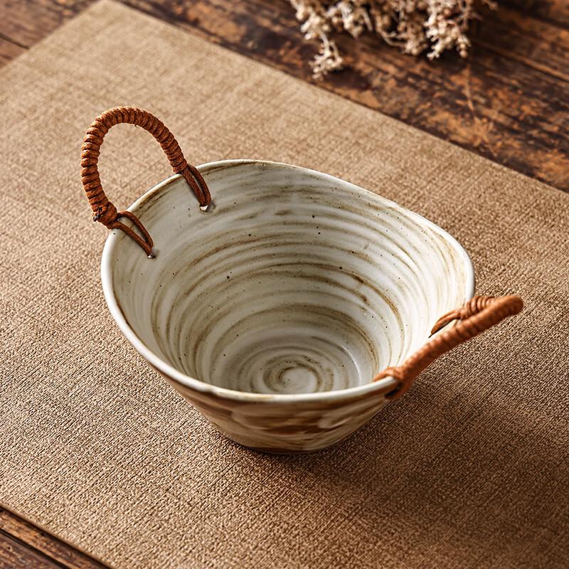 Handmade Ceramic Rice Bowl with Handles