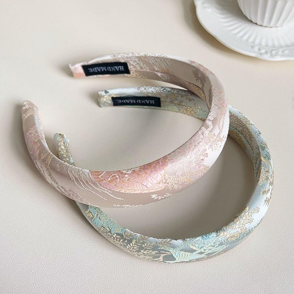 

Elegant Satin Jacquard Hair Hoop Retro Exquisite Headband Chinese Embroidery Headband Girls Style2