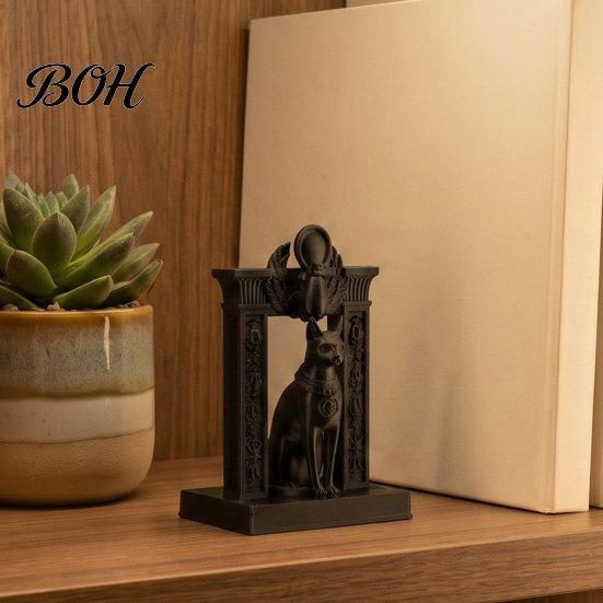 Egyptian Cat Statue Statue, Ancient Egypt Inspired Figurine, 3D Printed Decor Vintage Style Ornament for Home Office Desk, Shelf Art Craft Mythology