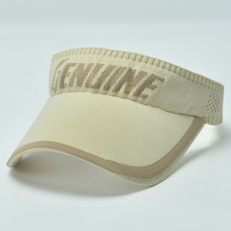 

9327 New Arrival Korean Spring and Summer Empty Outdoor Sports Women s Top Sun Hat Knitted Peaked Cap Letter Baseball Cap Sun Protection Hat Beige