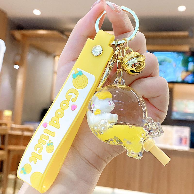 Purple Star Liquid Quicksand Keychain with Cherry Blossom Oil-Filled Pendant - Cute 3D Backpack Charm for Women