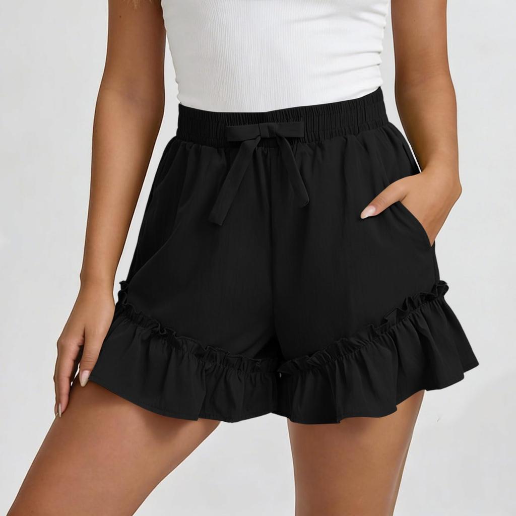 Women's Color Cotton And Linen Casual Waist Shorts With Pockets And Shorts