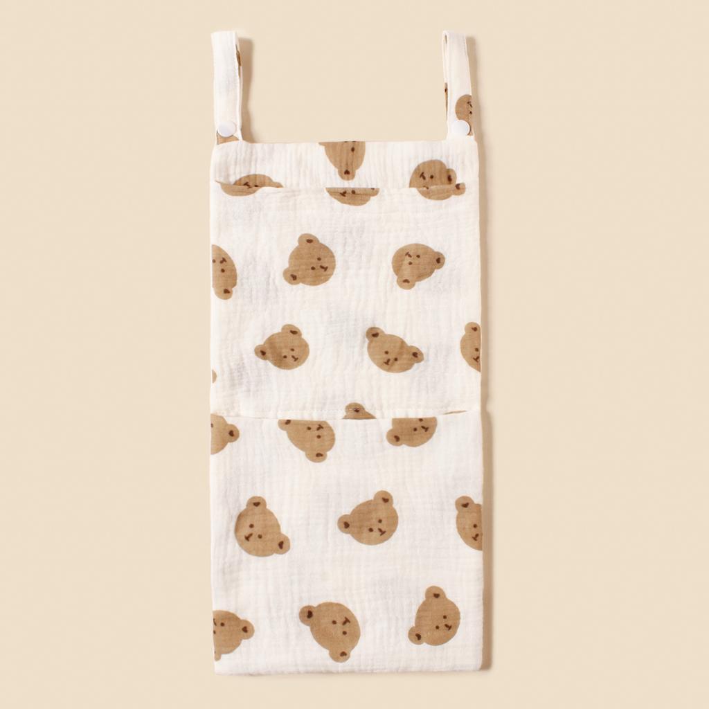 Cotton Baby Bedside Hanging Bag Dual-pocket Toys Diaper Storage Bag Portable Newborn Bedside Multi-functional Nappy Bag