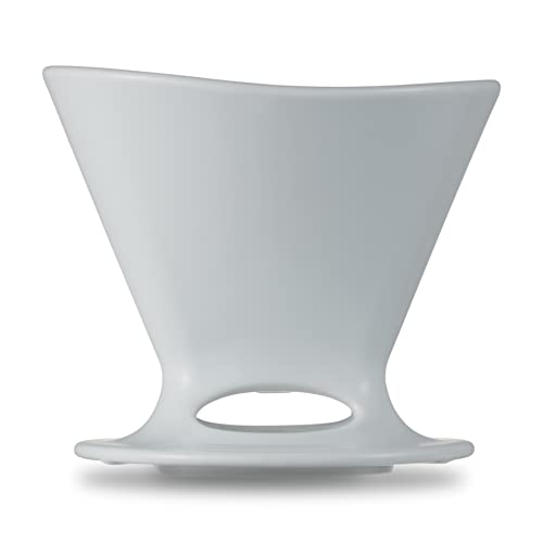 Melitta Coffee Dripper, 2-4 Cup Capacity, Premium Filter, 1x2, Includes Saucer and Measuring Spoon, Made in Japan, Hasami Ware, PF-WH, 1x2, White