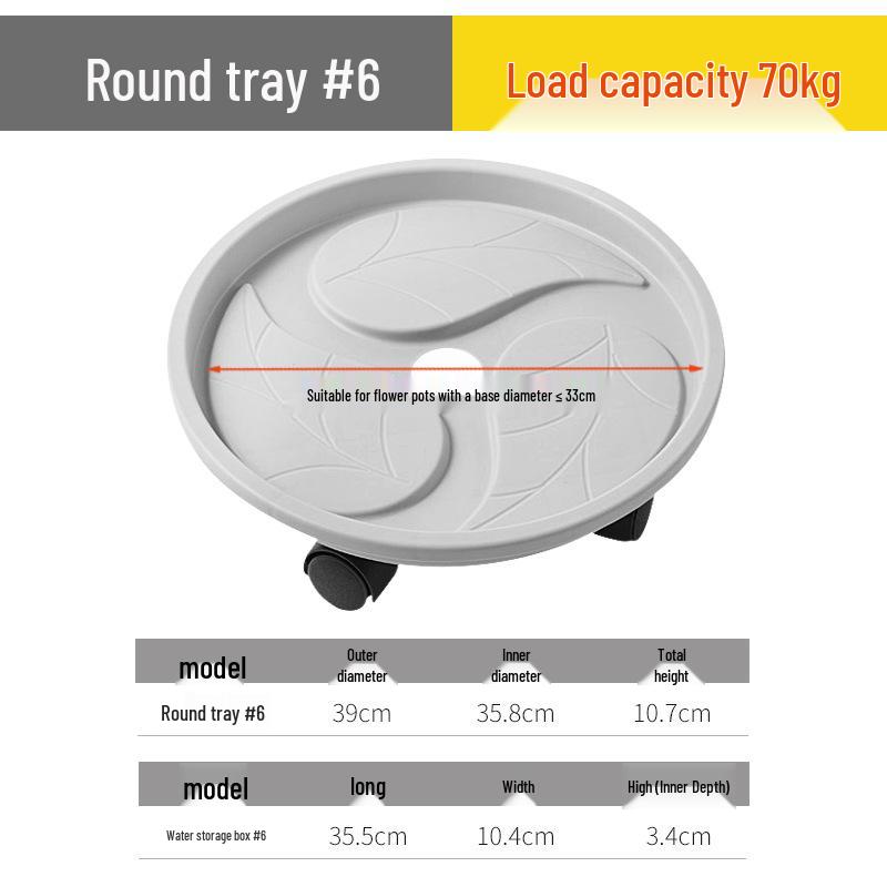 Mobile Plant Tray with Wheels and Water Reservoir - Leak-Proof, Thickened Plastic Base