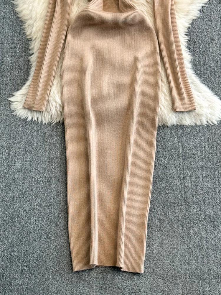 Осенне-зимнее платье с длинными рукавами — фото 19