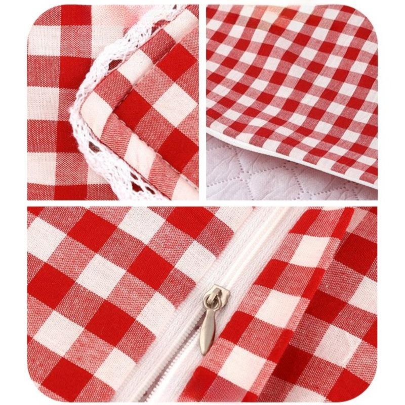 Checkered Quilted Zipper Pillowcase Soft Comfortable Breathable Washed Cotton Pillowslip Student Dormitory Household Adult Pillow Case Bedding