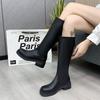 autumn winter new plus size long boots for women with British style round toe square heel warm high boots with back zipper