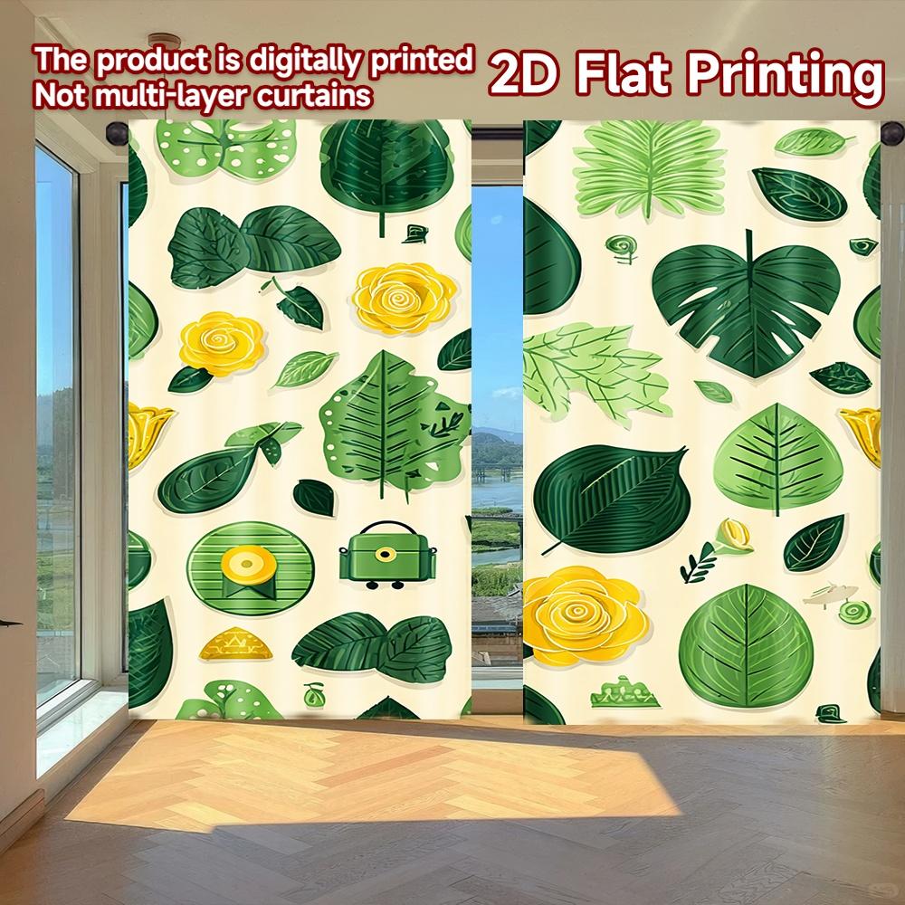 

2D FLAT PRINTING 2pcs Curtains (Without Rod) Floral Greenery Design (2) Saint Patrick is Day Festival Creative Curtains Machine 100*130 Rod Pocket 1pcs