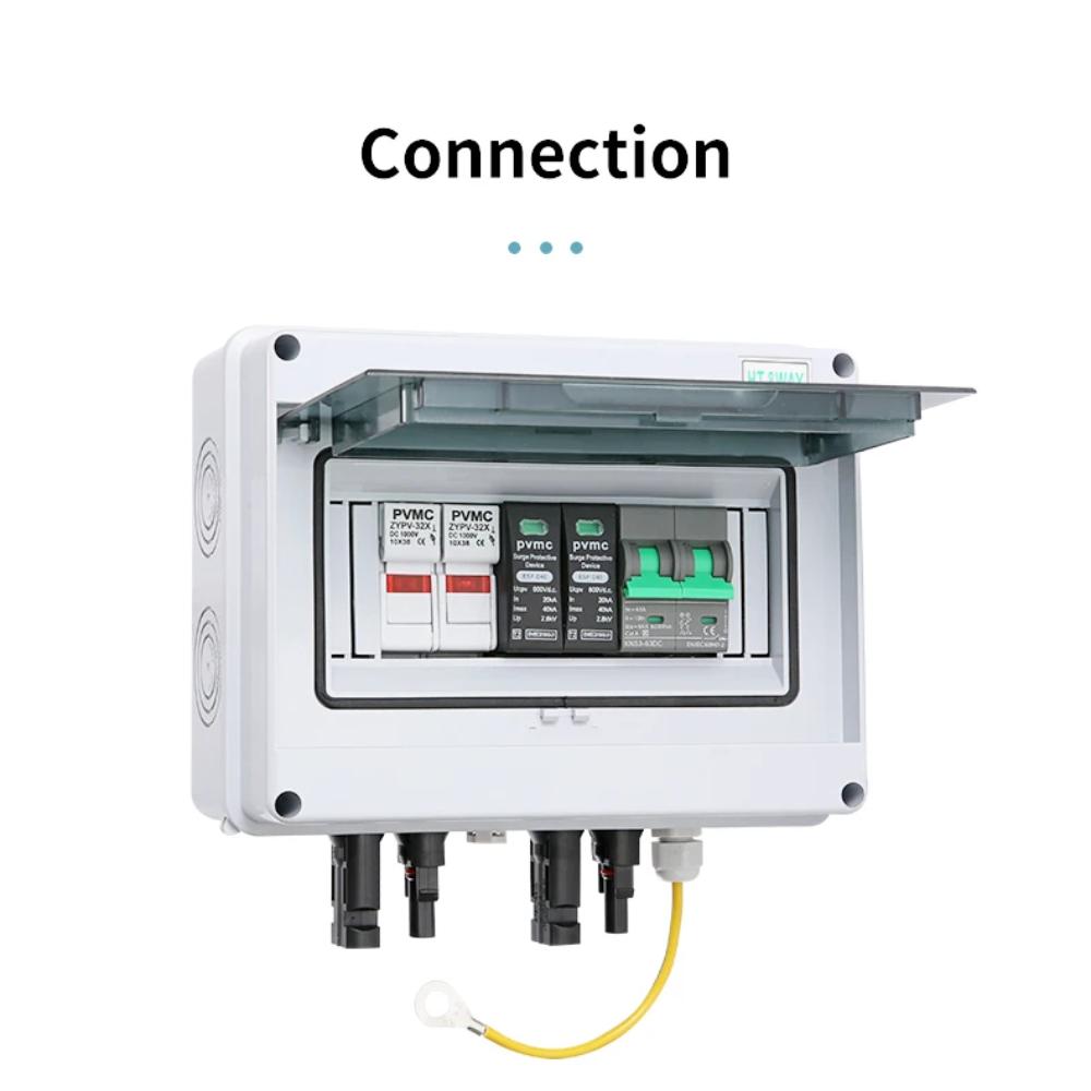 Solar Photovoltaic PV Combiner Box With Lightning Protection 1 In 1 Out DC 600V Fuse MCB SPD Waterproof Box IP65 Wholesale