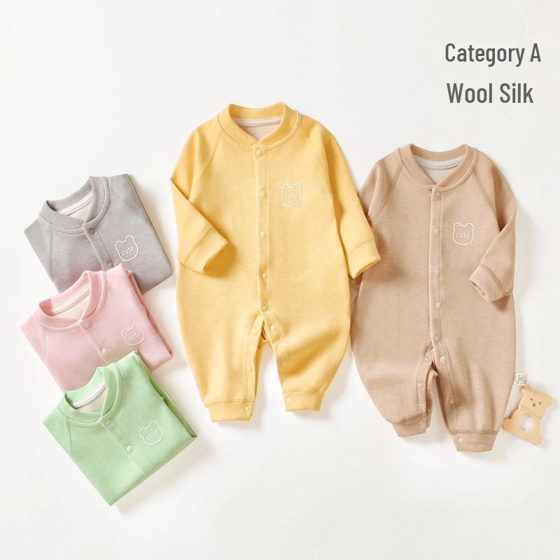 

Infant Silk Wool Long Sleeve Bodysuit Romper 59cm (53-58cm, 8-12 jin)