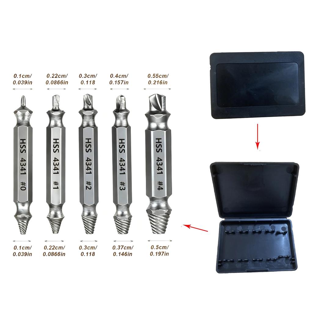 5 Stück beschädigter Schraubenextraktor Bit Bohrer Set Gebrochener Speed Out Schraubenextraktor Schraubenbolzenentferner Leicht herausnehmen Abbruchwerkzeuge