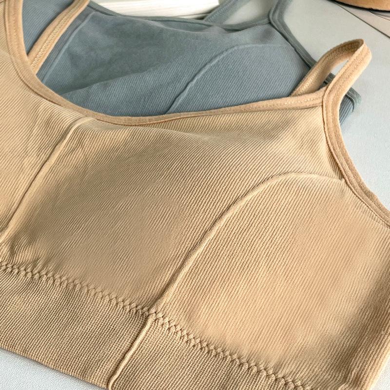 Women's Wire-Free Push-Up Sports Camisole Cami-Style One-Piece Bra Underwear