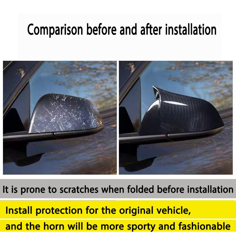 For Tesla Model 3 Model Y Rear View Door Wing Side Mirror Cover Caps Shell Case Rearview Cap Exterior Accessories Carbon Fiber