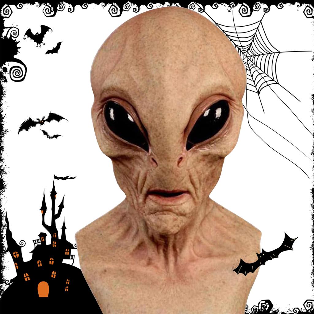 Maschere Realistiche Integrali Maschera Aliena in Lattice Maschere Creepy Realistiche di Halloween per Feste di Carnevale di Halloween Oggetti di Scena