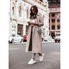 Ladies Fashion Lace-up Coat Autumn and Winter Simple Khaki Long sleeve V-neck Strap Woolen Jacket