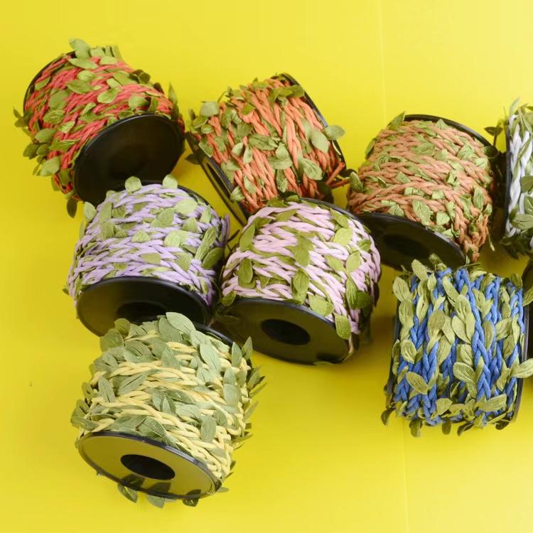 Jute Rope with Rattan Green Leaves for DIY Air Conditioner Pipe Decoration and Crafts
