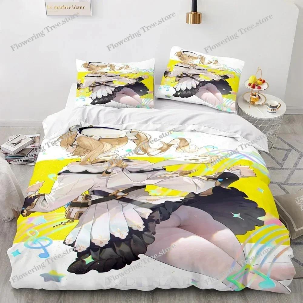 Genshin Impact Bedding Set Anime Game Kids Duvet Cover Sets Comfortable Bedspreads Queen King Size Bedroom Decor