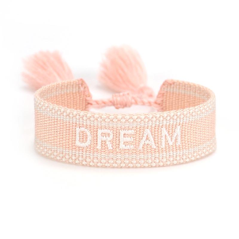 Customizable Women's Fashion Letter Tassel Embroidery Bracelet