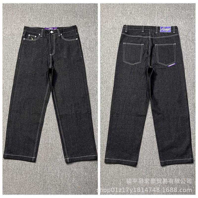 Unisex Streetwear Printed Straight Fit Denim Jeans Loose Comfortable Cotton Pants Casual Wear