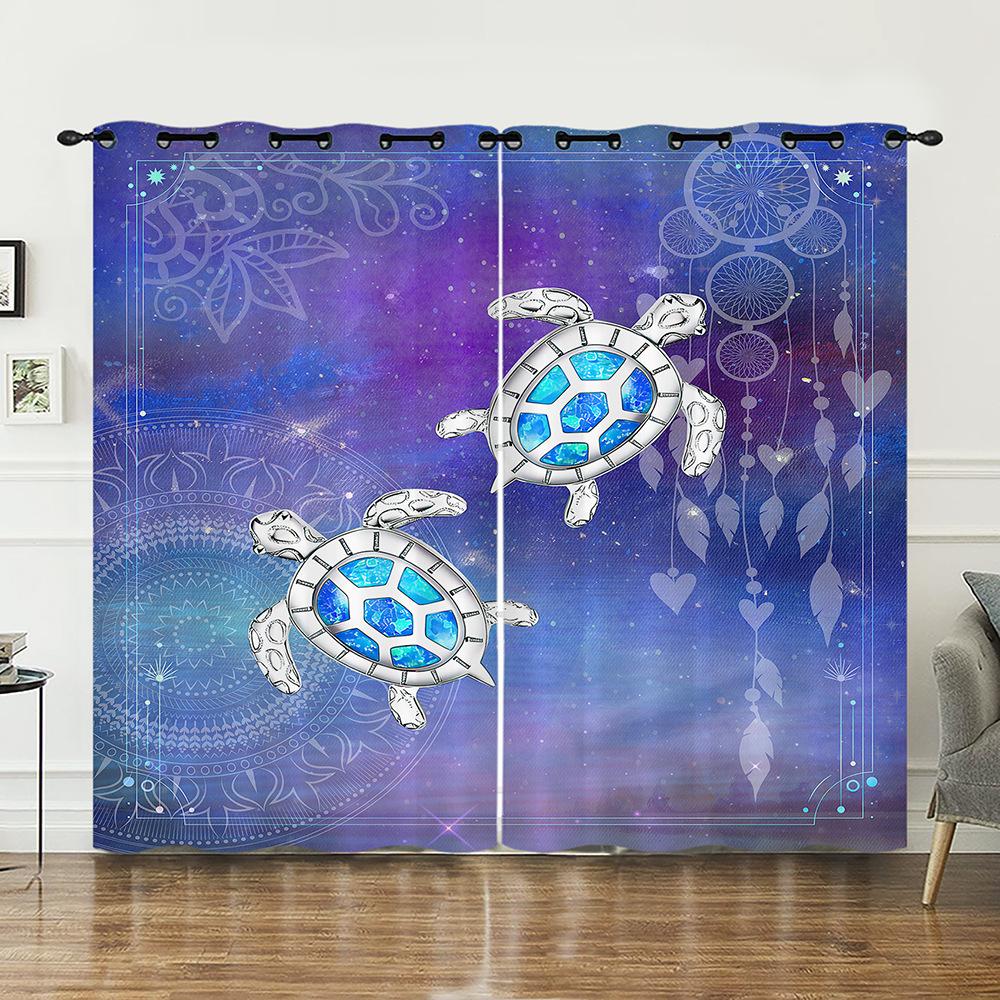 Curtain Animal Turtle Ocean Curtain Digital Printing Blackout Curtain No Punching