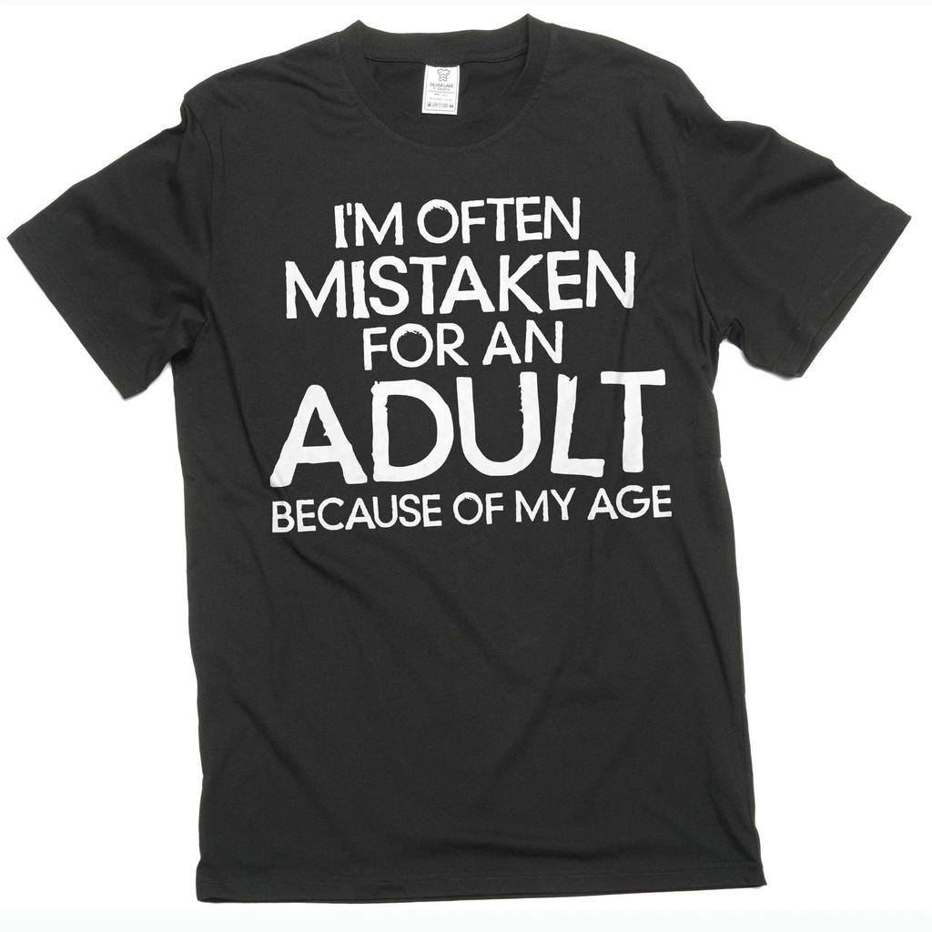 Men's Funny mistaken for an adult T-shirt gift for husband brother adulthood tee