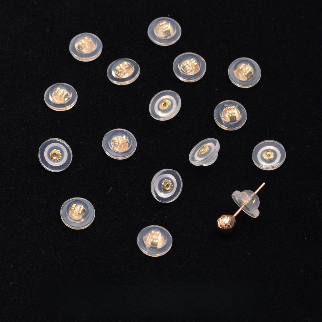 10pcs 18K Gold-wrapped Earth Silicone Ear Plug, Flying Saucer Earrings, Round Ear Force DIY Earrings Accessories, Stud Earrings, Ear Plug.