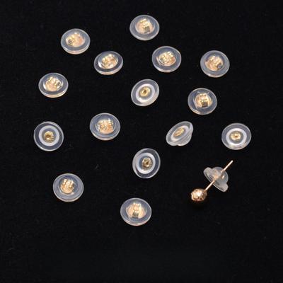10 Stück 18 Karat Gold umwickelter Ohrstecker aus Silikon in Erdform, Ohrringe in Form einer fliegenden Untertasse, runde Ohrstecker zum Selbermachen, Zubehör für Ohrringe, Ohrstecker.
