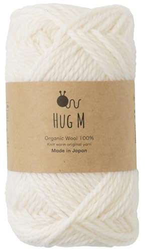 5 Knäuel Rohwollgarn, HUG Medium, Mittlere Stärke, 30g (ca. 64m), 100 % Wolle (101. Cremefarben)