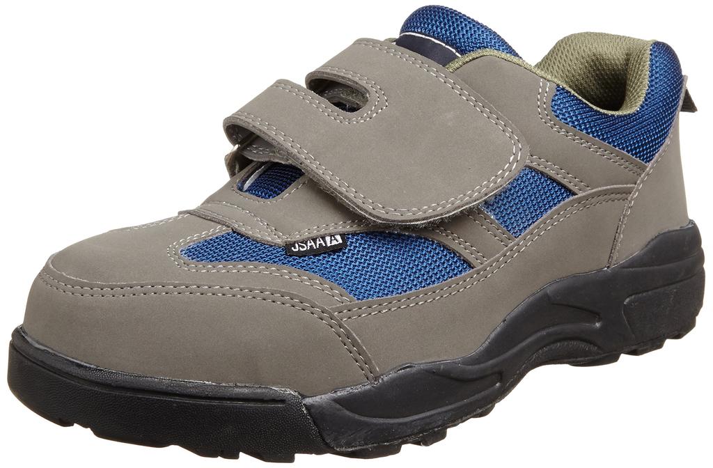 Co-cos Nobuoka Safety Work Shoes, JSAA Certified Professional Sneakers, Magic Type, Algrid A-34000, Gray, Size 22.0cm