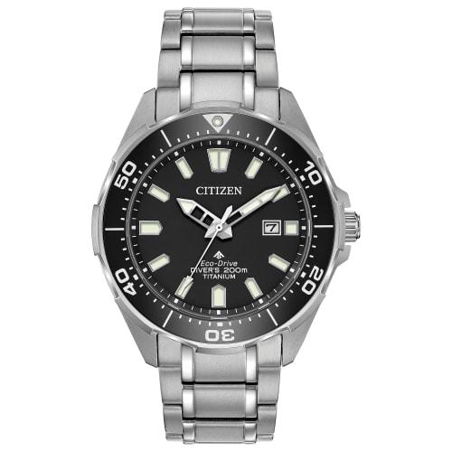 

Citizen Men s Eco-Drive Diver Watch, 200m Water Resistant, Black, Popular Overseas Model, BN0200-56E, Silver
