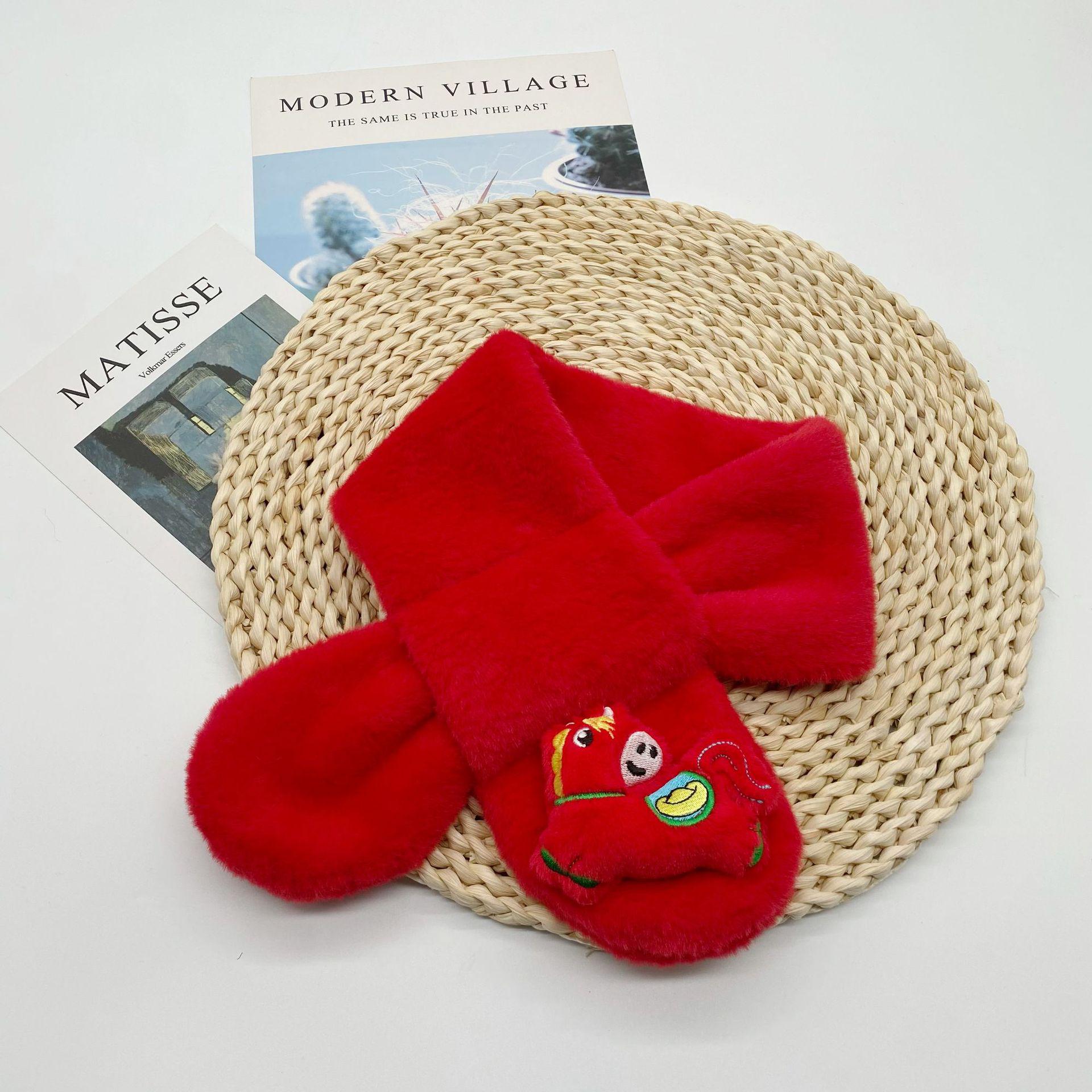 

Children s Faux Rabbit Fur Scarf - Year of the Horse Red, Soft Neck Warmer for Winter