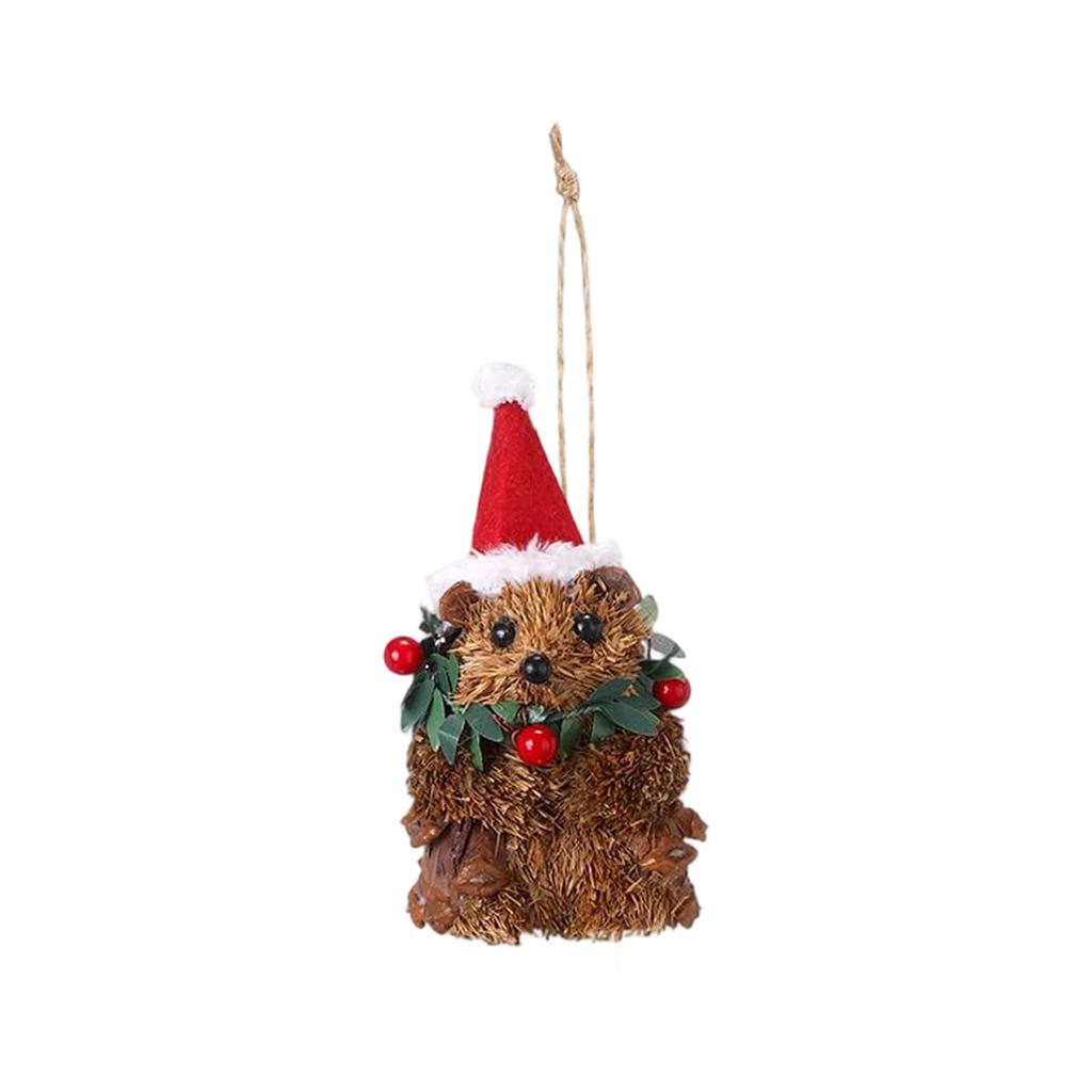 3D Christmas Hanging Ornament, Forest Animal Sisal Straw Woven Decoration