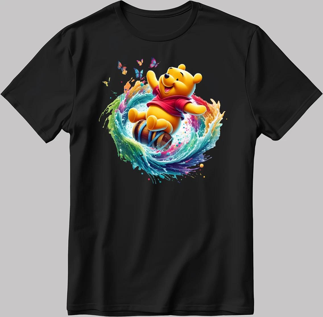 Winnie The Pooh Bear Characters Short Sleeve White-Black Men s / Women C525 XXXXL