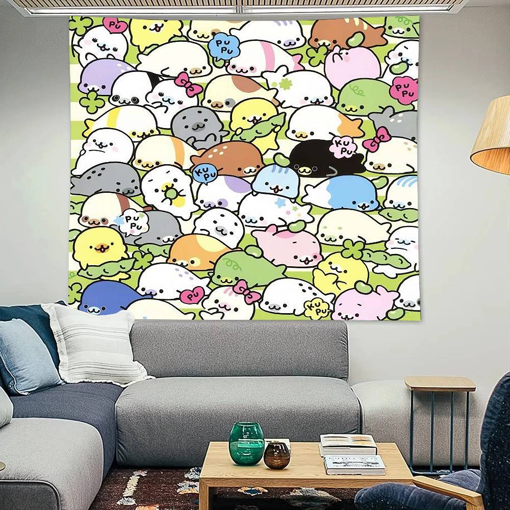 

Kawaii cartoon cute M-Mamegoma Tapestry Decoration Bedroom Dormitory Background Cloth Holiday Home Party Living Room Club Cloth 50x70CM