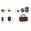 1 Set Travel Tea Set Portable Kung Fu Tea Set Ceramic Teapot Tea Canister Tea Cup Outdoor Quick Cup Tea Canister Leather Bag