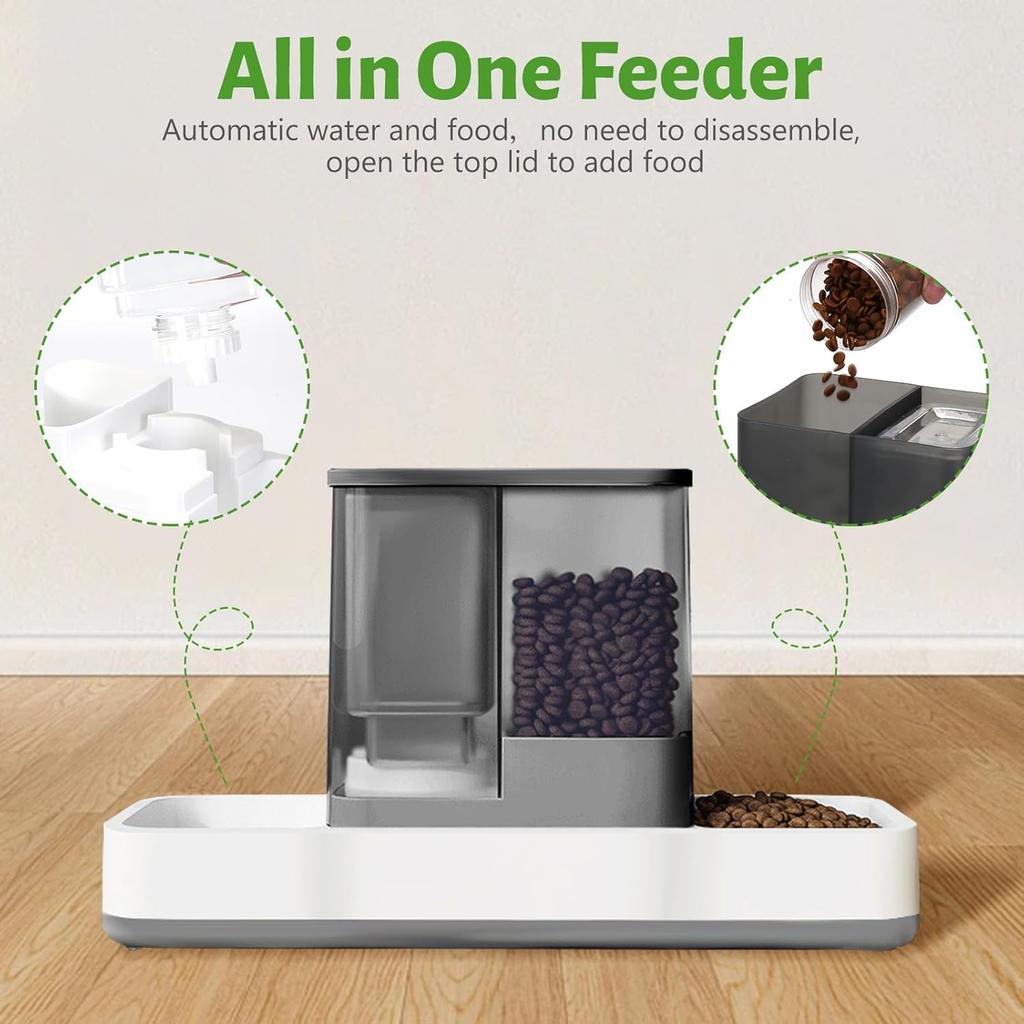 Yummy Sam Automatic Small Pet Feeder and Water Dispenser, 2 in 1 Gravity Cat Auto Pet Feeder and Waterer Set Feeder Dish for Small Medium Pets Dog