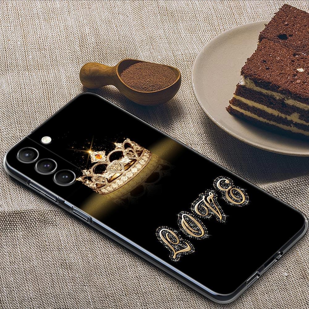 Diamond Crown First Initials Letter N Clear Samsung S24 Ultra Case For Galaxy S21 S20 FE S22 Ultra S23 S24 Plus Cases Soft Cover