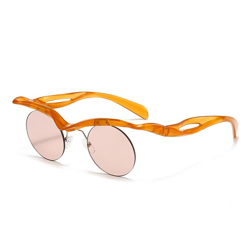 

Luxury Brand Designer Women Round Rimless Sunglasses Men Unique Cutting Lens Vintage Circle Shape Sun Glasses For Female