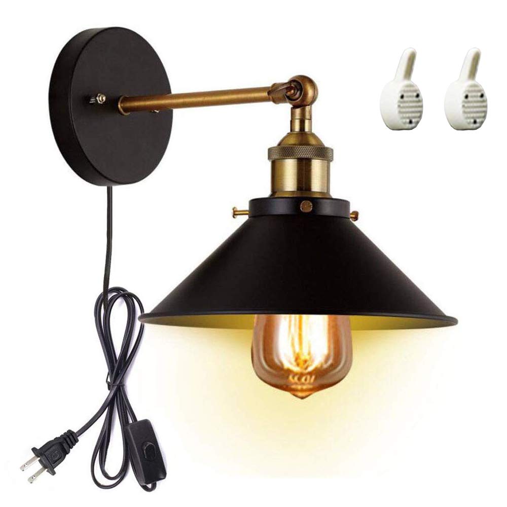 

FSLiving Bracket Adjustable No Drilling Fixed with Wall Outlet Switch Birdcage Stylish E26 Base Light, Angle, Required, Hook, Type, ON/OFF Included,