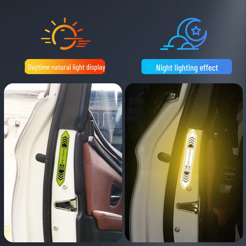 4Pcs/set Night Strong Reflective Car Door Warning Stickers - Open Safety Anti-Collision Reflective Body Stickers.