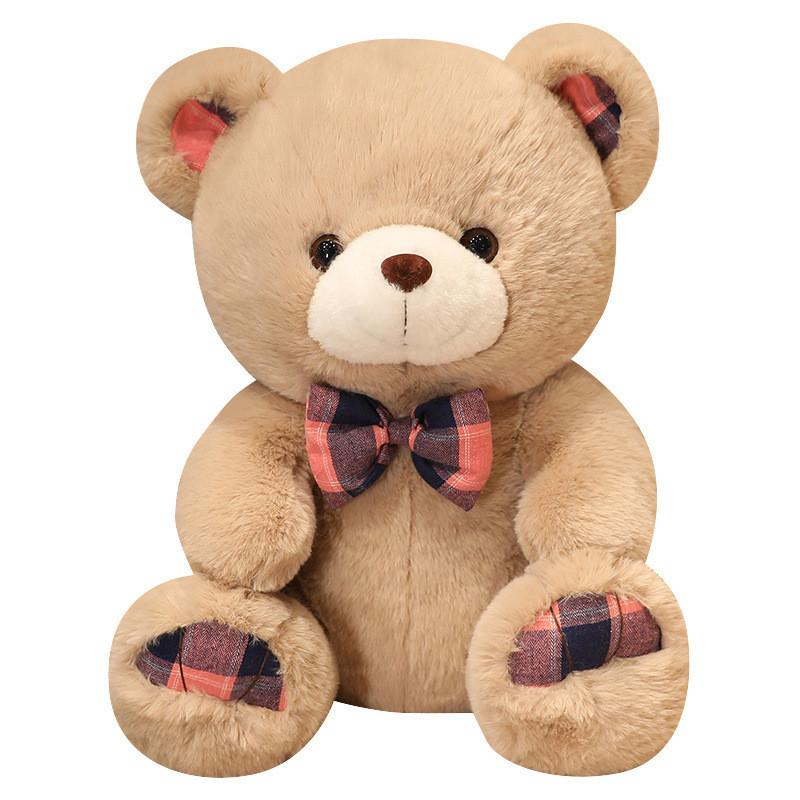 Teddy Plaid Bow Bear Plush Toy Cartoon Love Card Girl Valentine Day Dolls Gifts