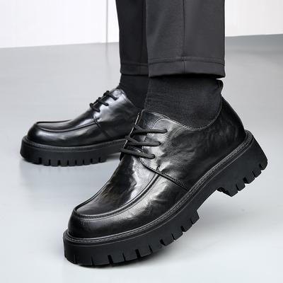 Leather Mens Shoes Mens Oxford Shoes Platform Thick Bottom Brogue Shoes Man Wedding Dress Footwear Classic Business Formal Shoes