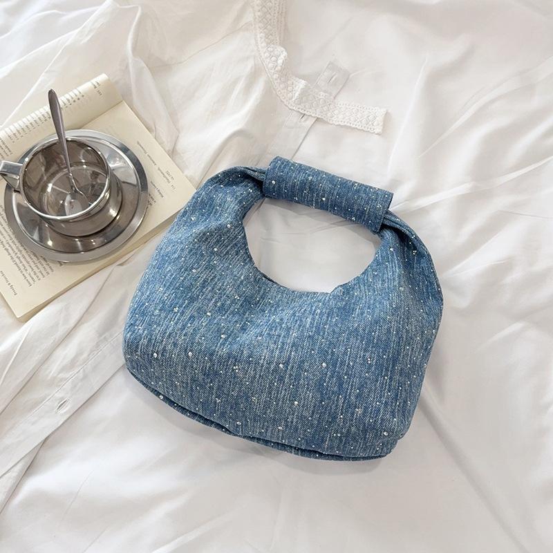 New high-end underarm bag women s fashion versatile shoulder women s bag simple portable bucket bag tote bag синий