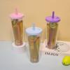 Double-Wall Plastic Insulated Tumbler 700ml Reusable Coffee Cup Hot Cold Drinks Portable Travel Mug