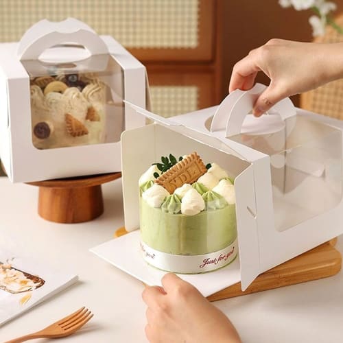 Koundeneko Cake Boxes, Set of 10, with Clear Window and Handles, Single Cupcake Boxes for Weddings, Birthdays, Parties, and Christmas, Perfect for Che