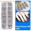 AB Crystal Flatback Jewelry Gems Multicolour Nail Art Organizer 12Grids Nail Art Rhinestone Beads Box