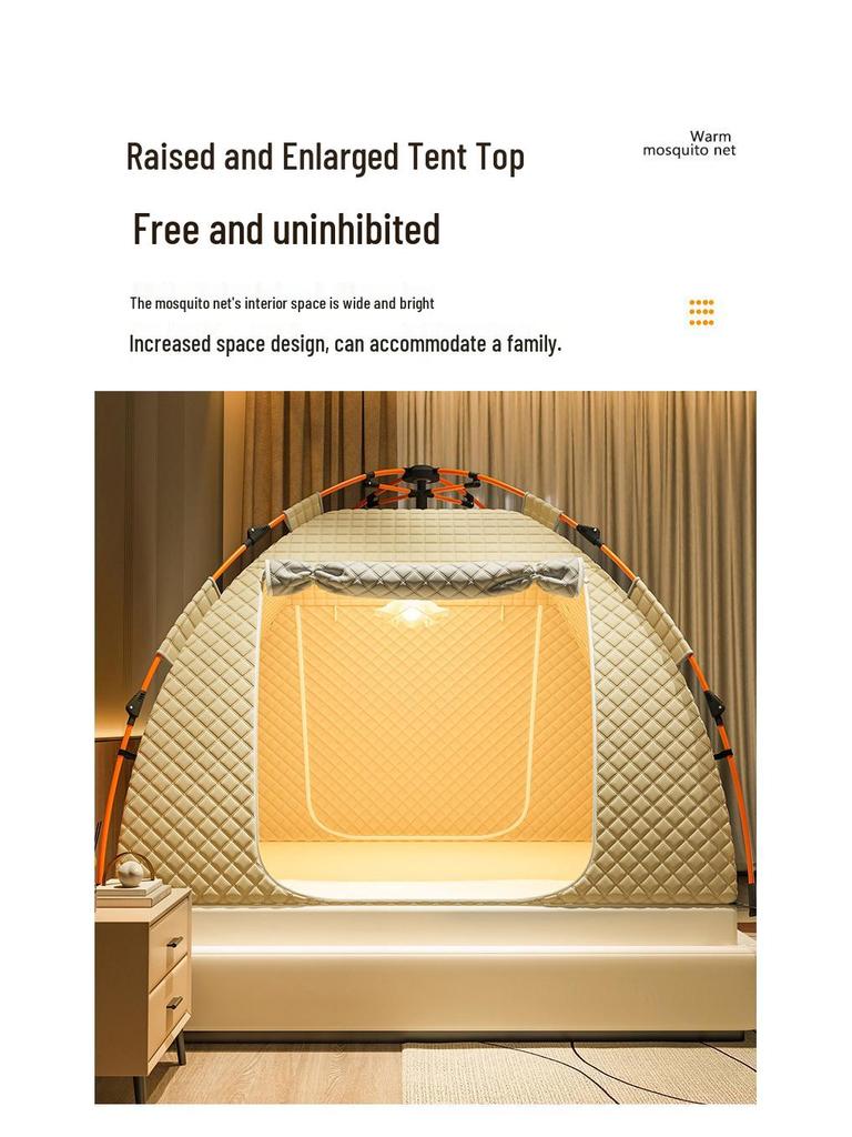 Thickened Winter Mosquito Net Tent: Light-Blocking, Drop-Proof, Full Coverage Yurt Canopy for Indoor Bed