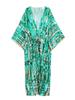 EDOLYNSA Bohemian Tie Dye Striped Bikini Cover-ups Long Tunic Sexy Kimono Dress Women Plus Size Beach Wear Swim Suit Cover Up Q1314