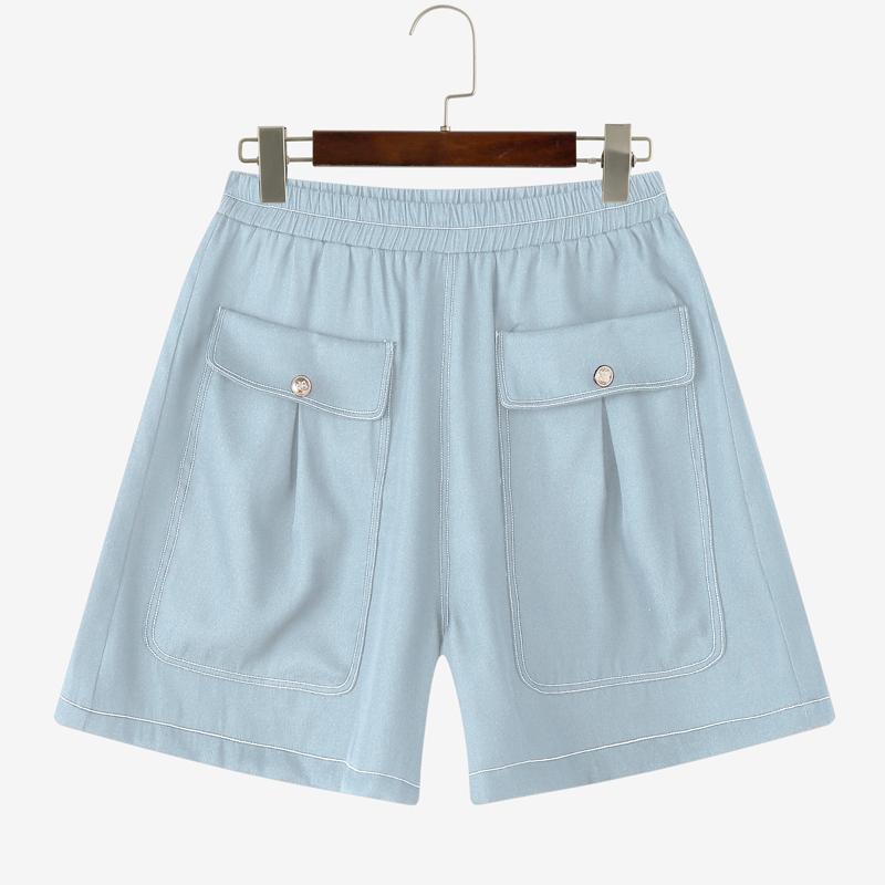 

ZANZEA Женские повседневные свободные летние шорты с эластичной резинкой на талии S светло-синий